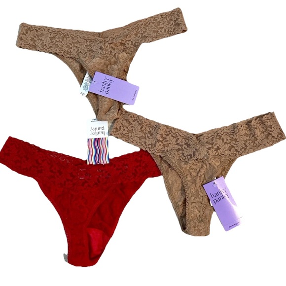 NWT Hanky Panky Original Rise Signature Lace Thong- 3 Pack Size Small - Picture 1 of 2